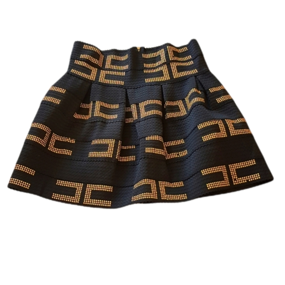 SOLUTION Black and Gold Mini Skirt